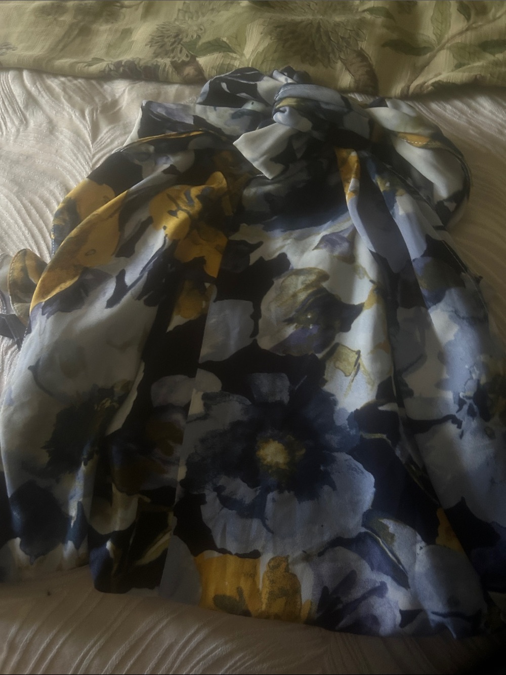 Floral Print Halter Top in Navy, Light Blue & Mustard Dkny top